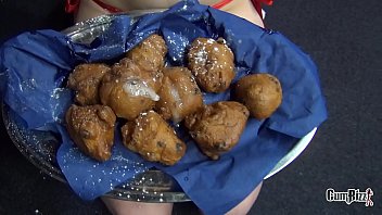 Nasty New Year Linda Lush goes Slutty on 6 guys cumeating facial oliebollen