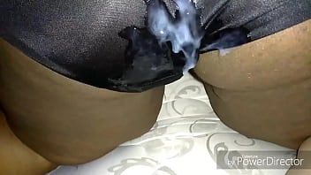 Cum on Juicy Lucys silky black panties