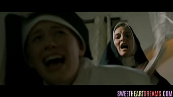 Teenage nun eaten out by busty babe