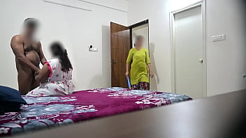 Blowjob and hardcore fucking with wife while maid cleaning room