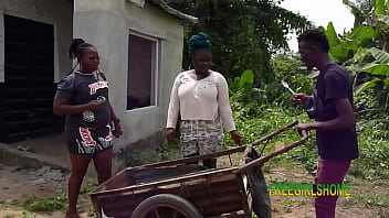 Iron condemn guy fuck two sisters inside their compound, outdoor.