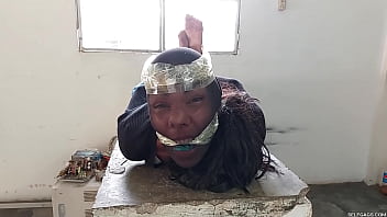 18YearOld Female Trickster Gagged In Strict Hogtie With Insane Pantyhose Encasement!